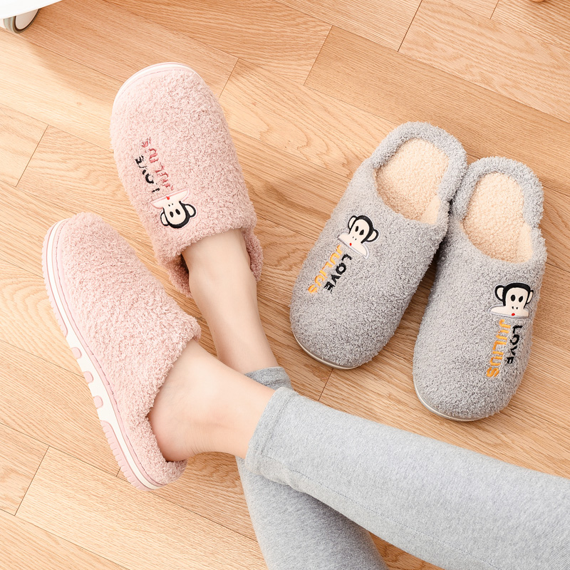 大嘴猴棉拖鞋女家秋冬季可爱月子