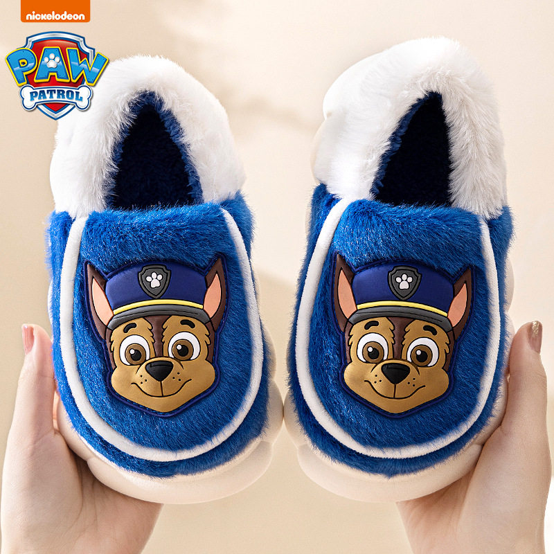 女童室内保暖防滑卡通全包跟汪汪队儿童棉鞋冬季小男孩宝宝棉拖鞋