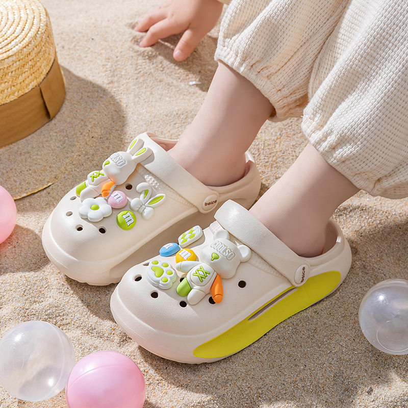 儿童洞洞鞋夏男女童家居防滑凉拖鞋小孩外穿包头玩水小中童沙滩鞋