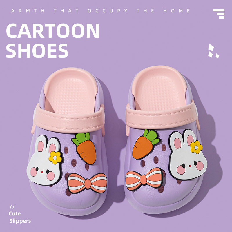 2026新款儿童凉拖鞋夏女童卡通可爱兔子蝴蝶结外穿沙滩宝宝洞洞鞋
