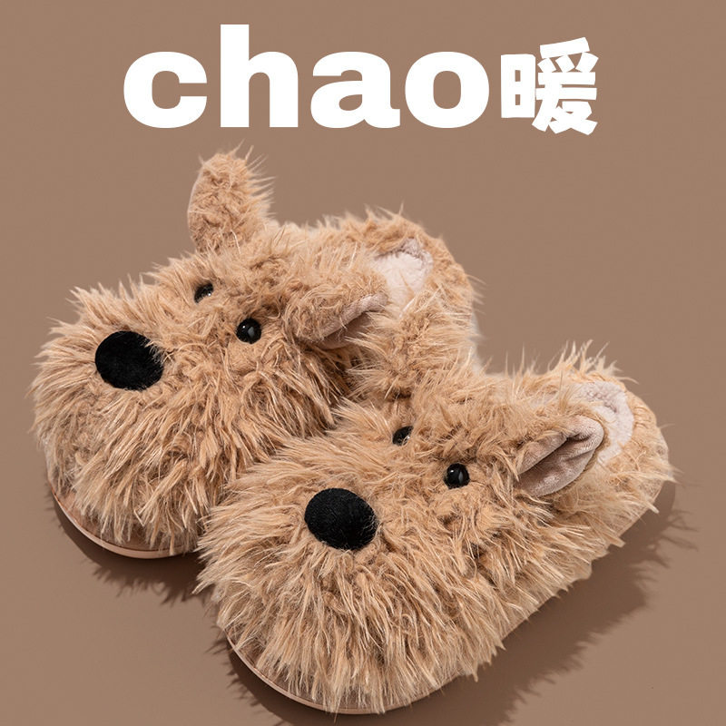 可爱卡通毛拖鞋棉拖秋冬厚底防滑