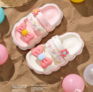 蝴蝶结宝宝沙滩室内外防滑洞洞鞋幸福玛丽女孩女童公主凉拖鞋可爱