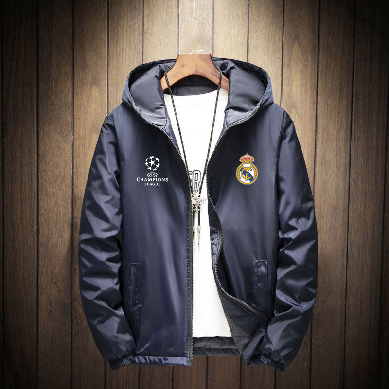 欧冠皇马队运动夹克风衣男女春秋冬季薄款姆巴佩休闲外套加厚棉服