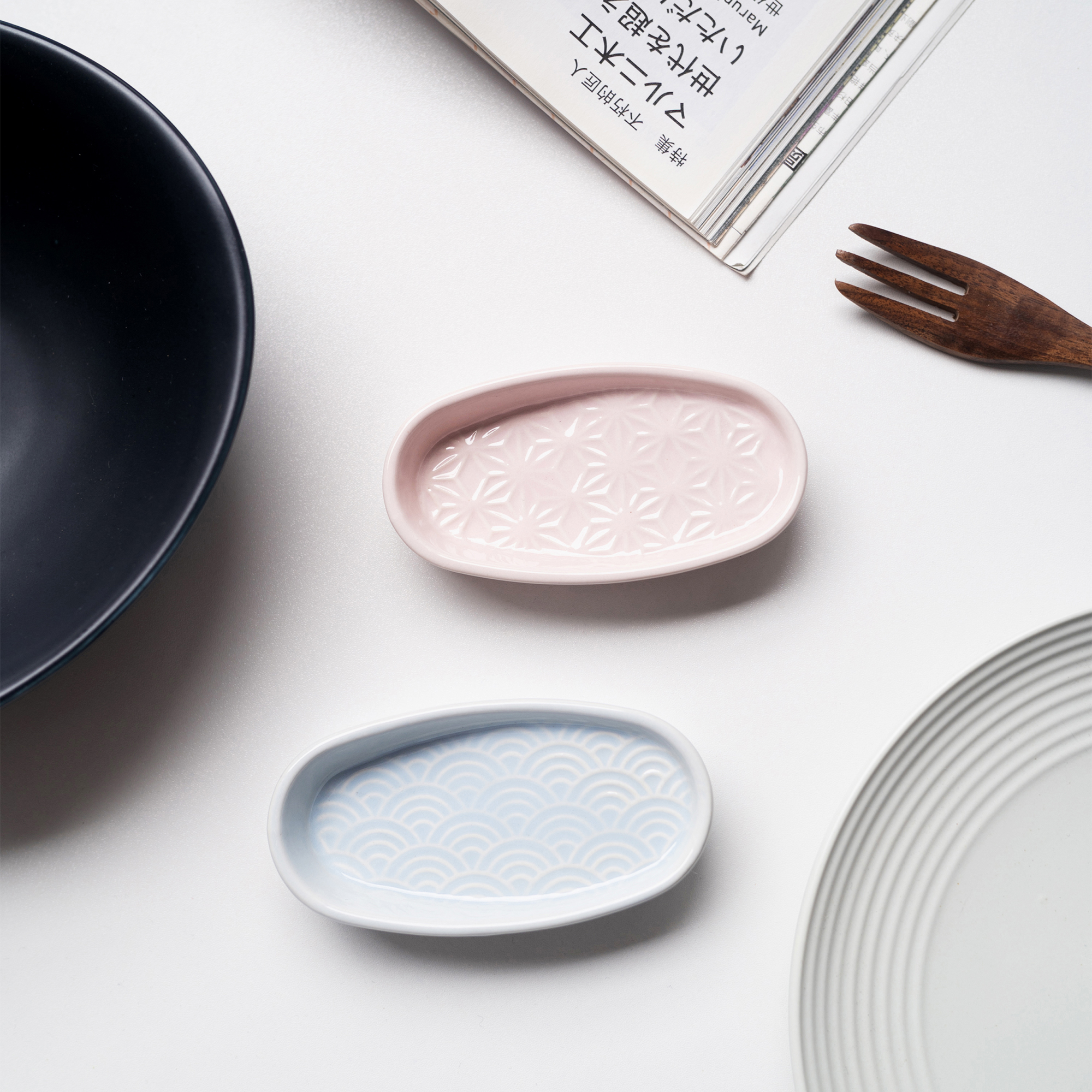 半村 日单蓝粉调味碟 山葵酱油芥末碟 酱料小碟 陶瓷小碟 酱醋碟