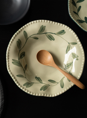 半村 尤加利系列 陶瓷高温釉下彩菜盘饭碗 米饭碗 不规则深盘包邮