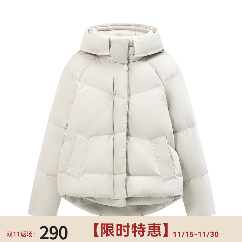 中和休闲连帽羽绒服女短款冬季