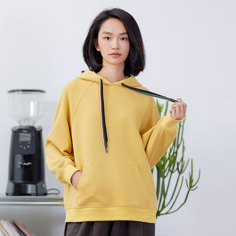 中和休闲纯色连帽卫衣女