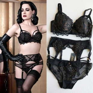follies 蕾丝绑带大码 tesse女神性感文胸套装 dita von
