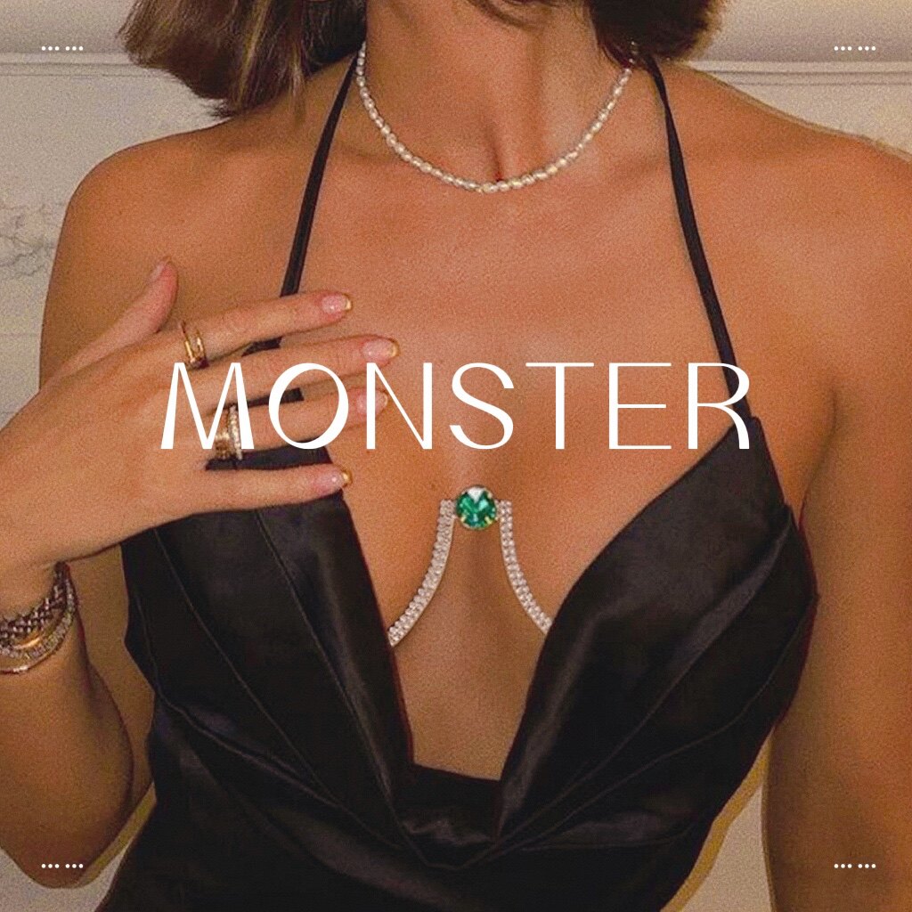 MONSTER 身体链 闪钻胸托 宝石装饰 欧美风饰品 性感胸部装饰