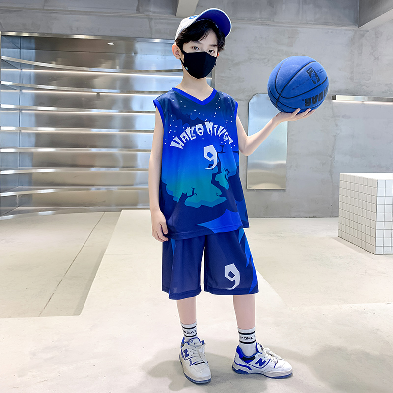男童篮球服2025新款夏装中大童帅气薄款运动套装学生宽松训练班服