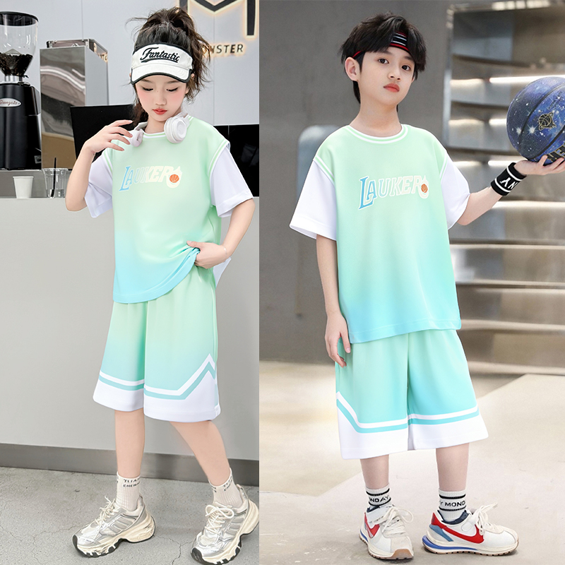 儿童篮球服套装2025新款男童运动装女童学生定制班级编号训练班服