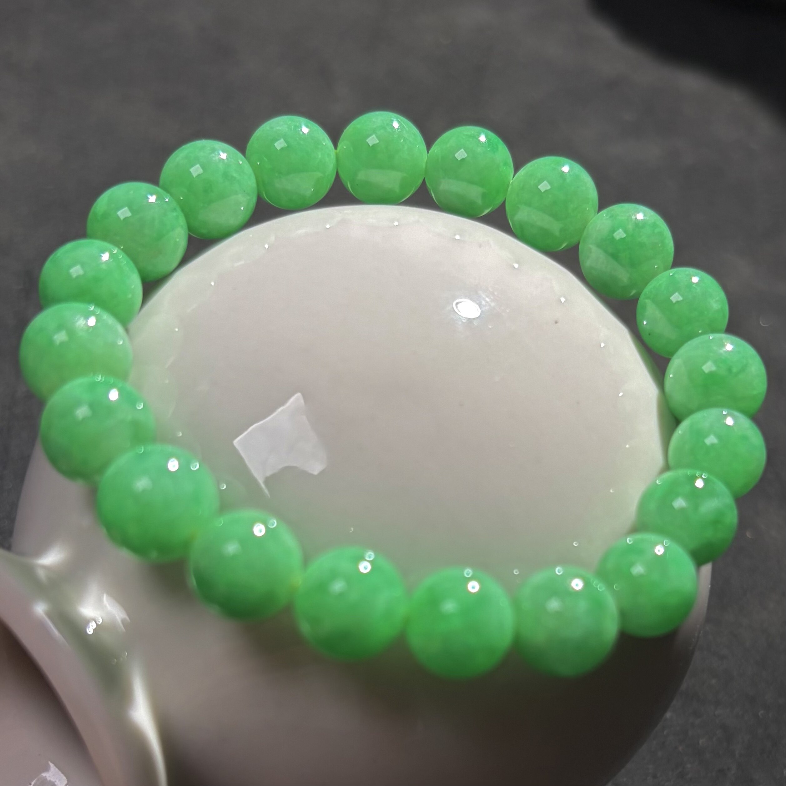 玉名坊天然A货翡翠手链 缅甸阳绿玉石玉器手串 10mm女款冰糯珠链