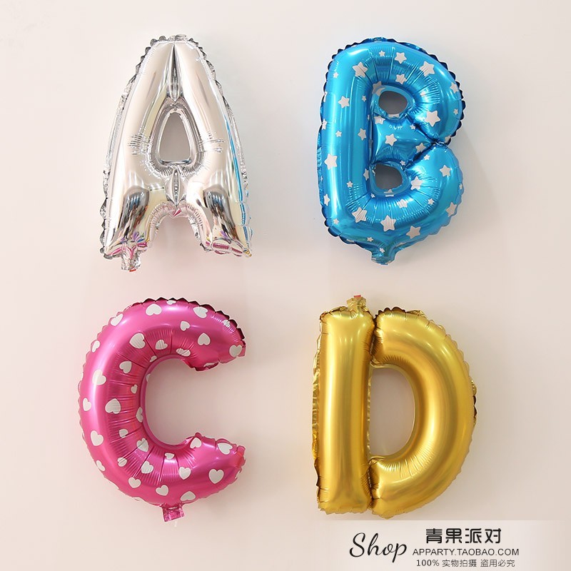 字母的生日气球 金银蓝粉色生日快乐铝膜百天满月铝箔100天定制