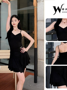 拉丁舞服成人练习服显瘦黑色分体