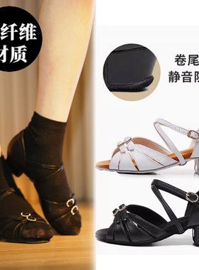拉丁舞蹈鞋2025年新款女儿童专业考级跳舞鞋平跟初学者软底练功鞋