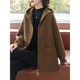 连帽针织开衫 中老年女装 上衣 毛呢2025新款 40多岁妈妈外套春秋时尚