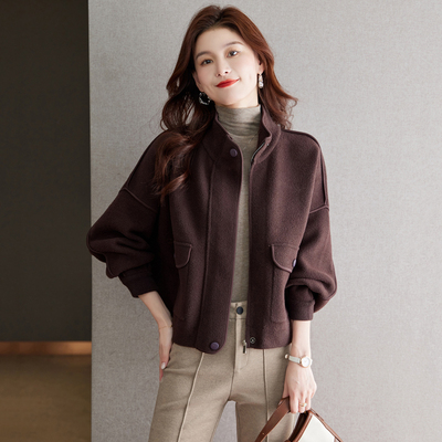 早春秋2025新款女装外套短款小个子洋气立领爆款咖色香风上衣冬季