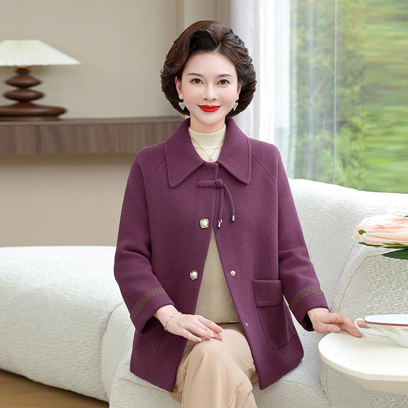 高端双面绒大衣女士秋冬新款毛呢外套年轻妈妈装宽松短款呢子上衣