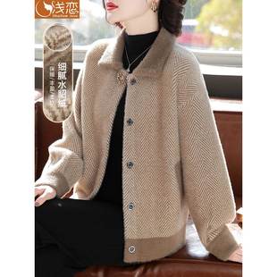 妈妈秋冬装洋气短款外套中年女装2025新款中老年高贵水貂绒上衣服