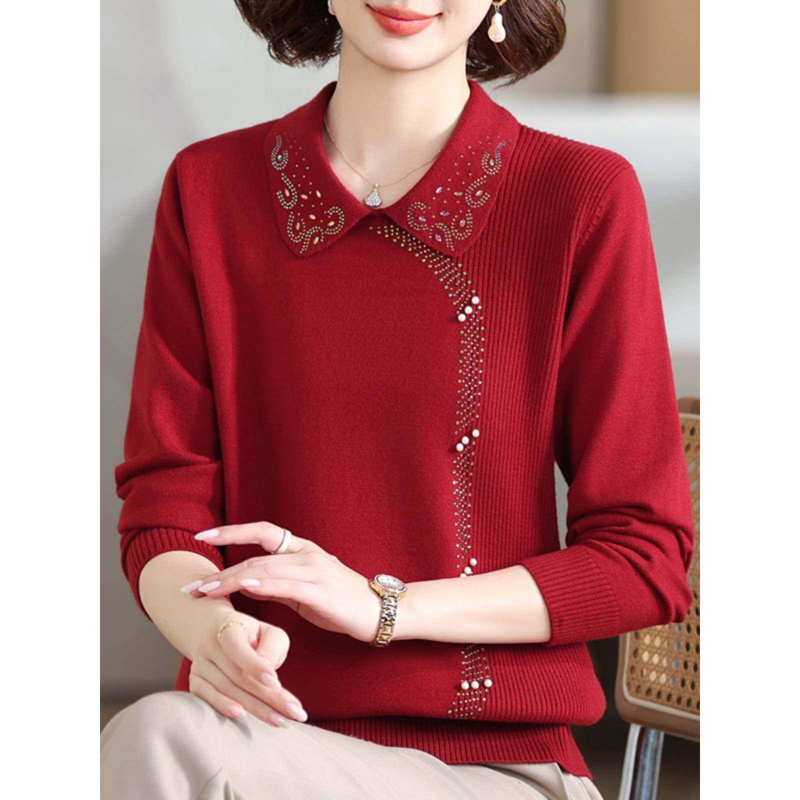 中老年妈妈春秋翻领针织上衣加肥特大码女装200斤高贵遮肚羊绒衫,女装/女士精品,中老年女装,淘宝优惠券,粉丝福利购,淘宝优惠卷