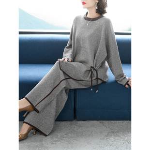 休闲时尚套装女秋冬季2025新款宽松大码中老年妈妈装阔腿裤两件套