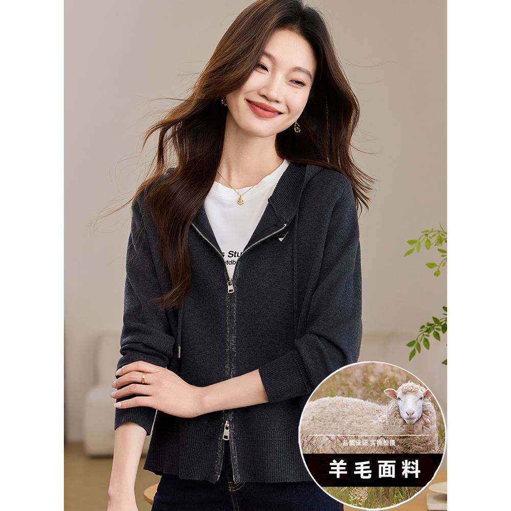毛衣外套2025新款今年流行爆款高级感连帽针织开衫女时尚休闲上衣