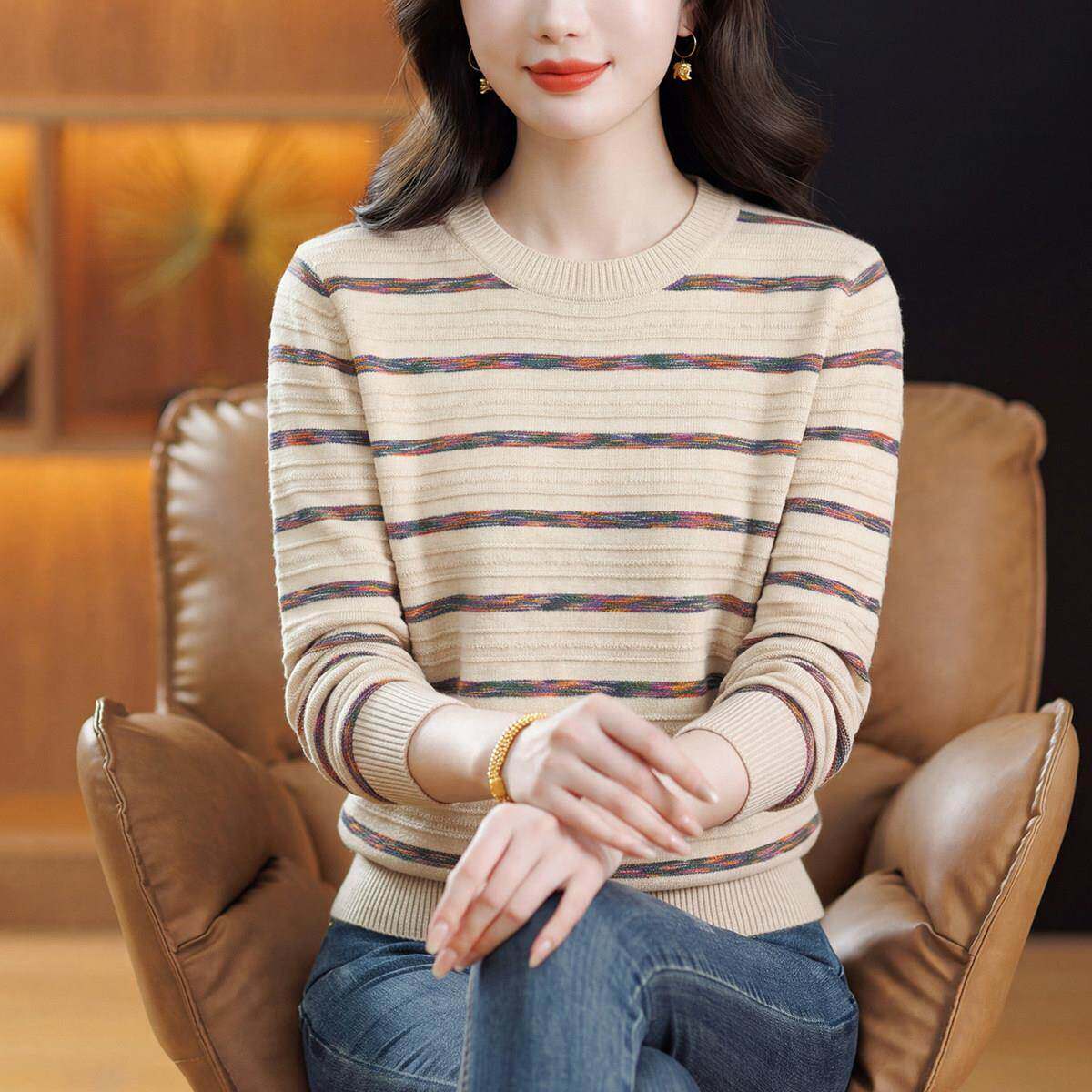 大码女装胖mm遮肚巨显瘦内搭羊毛衫女士毛衣宽松针织打底衫秋冬季