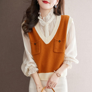 羊毛针织马甲女短款春秋2025新款时髦洋气小香风叠穿马夹毛衣背心