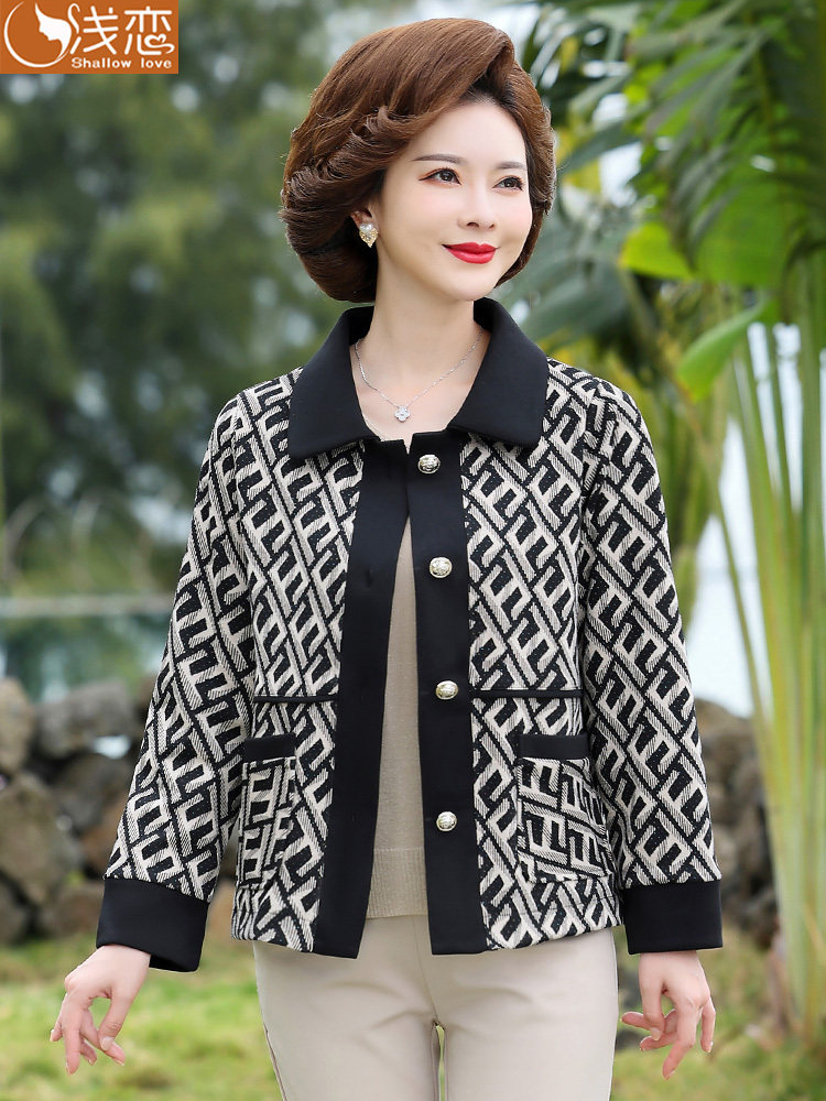 2023新款妈妈开衫中年女装短款上衣中老年春秋装洋气高贵薄款外套