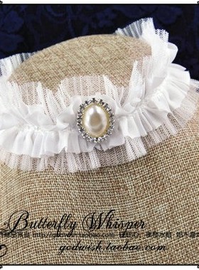 『SwanSong』欧式唯美层叠百褶萝莉新娘伴宴水钻珍珠蕾丝项链颈饰