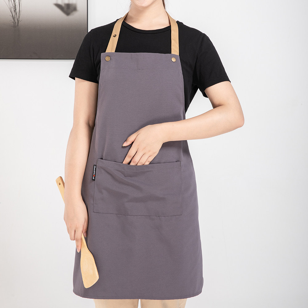 帆布围裙美甲奶茶店时尚家用防水印字定制logo咖啡工作服务员男女