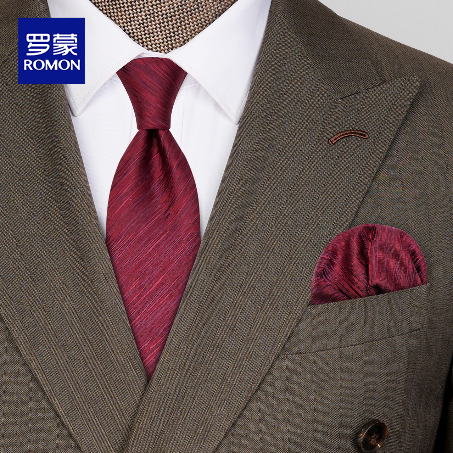 结婚领带方巾复古套装韩版正装酒红色婚礼花纹男士口袋巾衬衫配饰