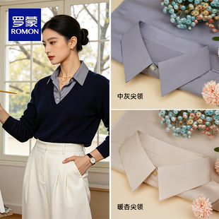 饰领 职业休闲纯色高档立领翻领内搭显瘦装 罗蒙衬衫 领假领子女韩版