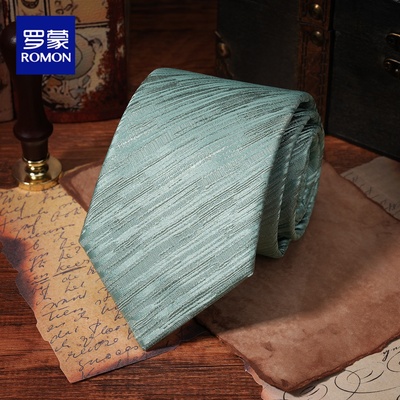 男士领带复古手打浅绿色