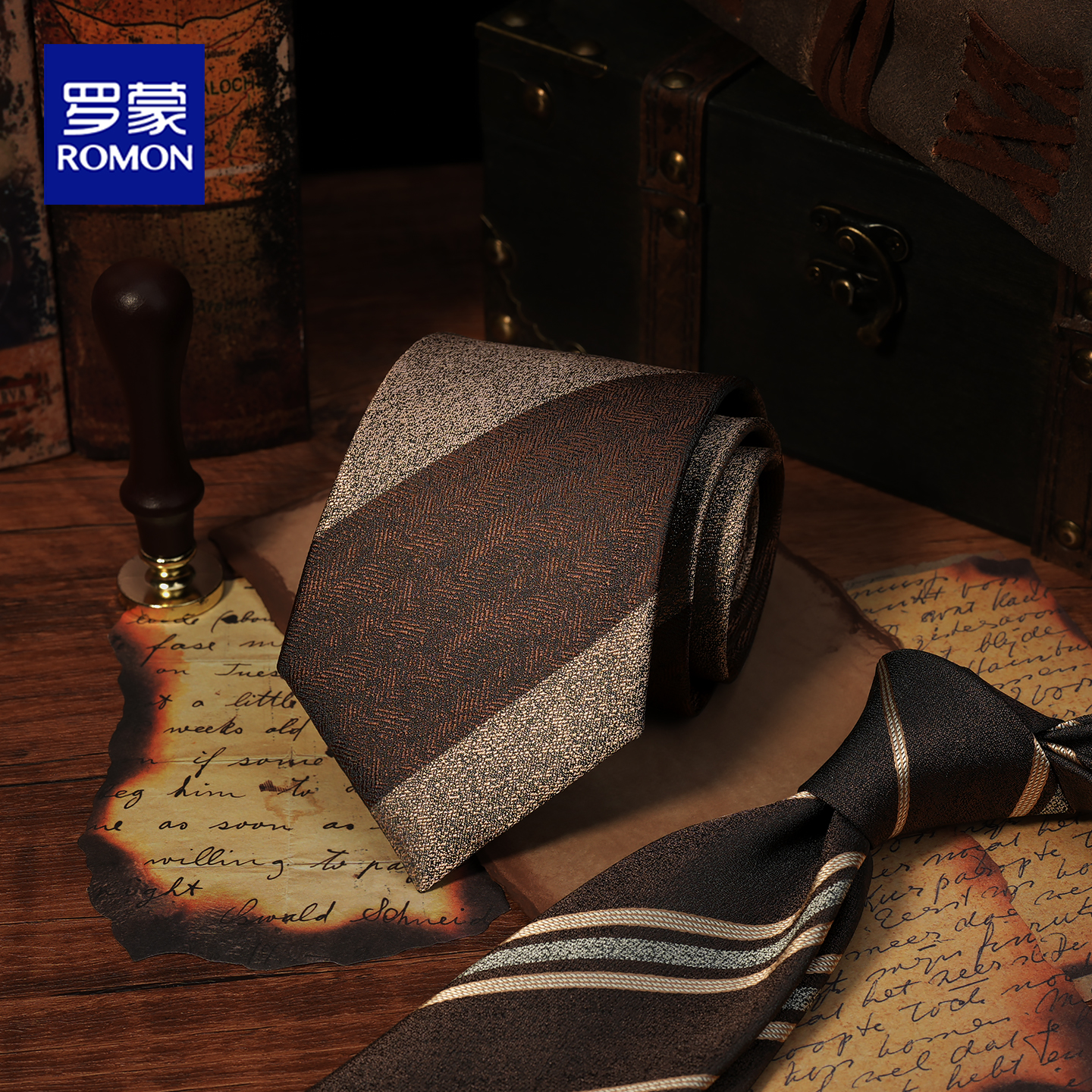 条纹咖色领带男正装商务8cm