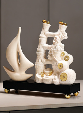 新中式陶瓷好寓意摆件节节高升轻奢客厅酒柜电视柜工艺品装饰摆设