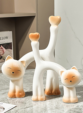 轻奢现代猫咪酒柜家居饰品摆件