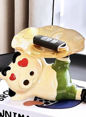 可爱爱心猪托盘摆件收纳置物架