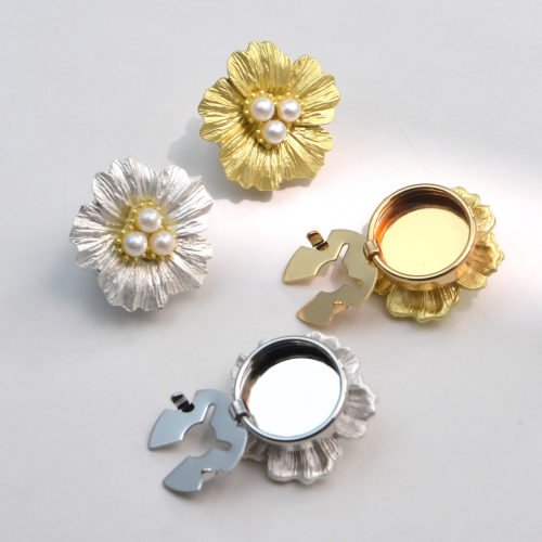 button cover 厂家跨境衬衣袖扣袖口金色花瓣水钻饰品钻饰纽扣套