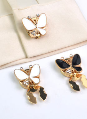 button cover时尚小香风黑白蝴蝶衬衣袖扣纽扣盖领扣钻饰扣纽扣套