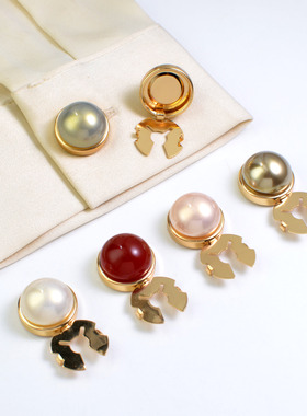 button cover 高亮珍珠镀彩圆形衬衣袖扣纽扣盖领扣钻饰扣纽扣套