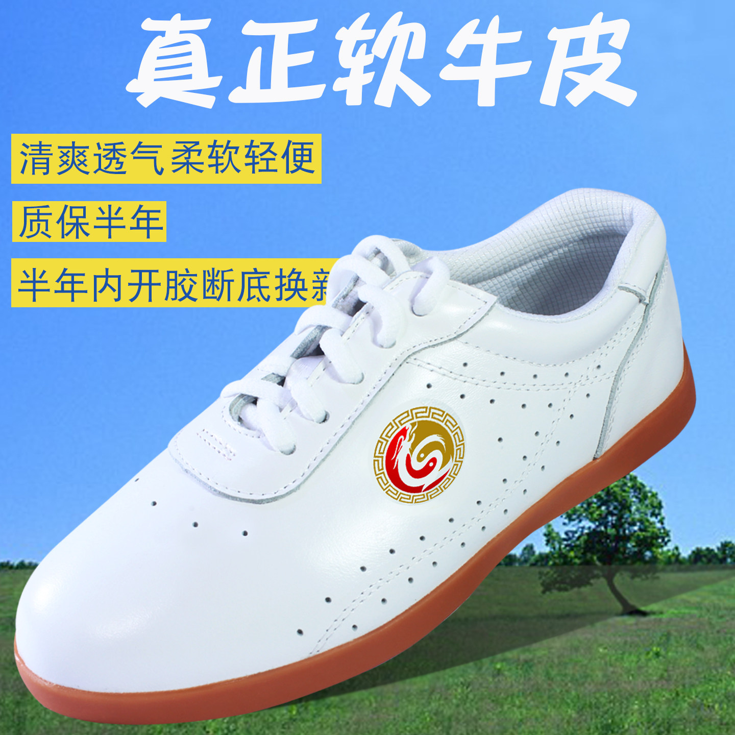乔尚太极鞋女款男加厚牛筋底真皮夏季透气柔软太极拳八段锦练功鞋