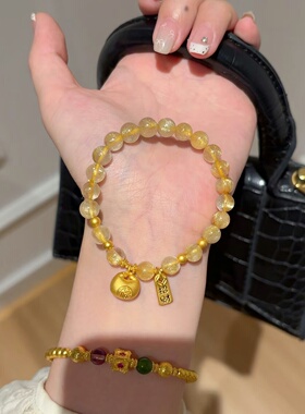 金店同款沙金仿真金小胖福金发晶手链女款轻奢高级感手串送女友