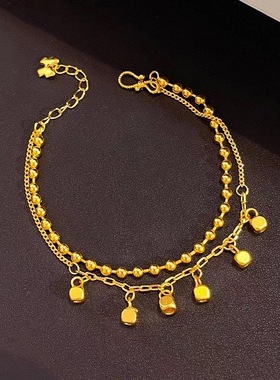 金店同款沙金仿真金双线方珠手链女款轻奢高级感手串送女友礼物