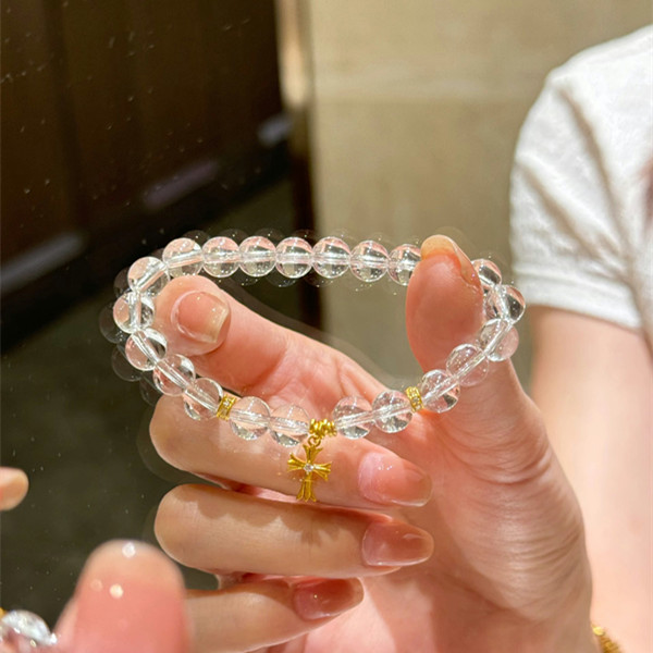 金店同款沙金白水晶十字金刚杵手链女款轻奢小众设计感高级手链