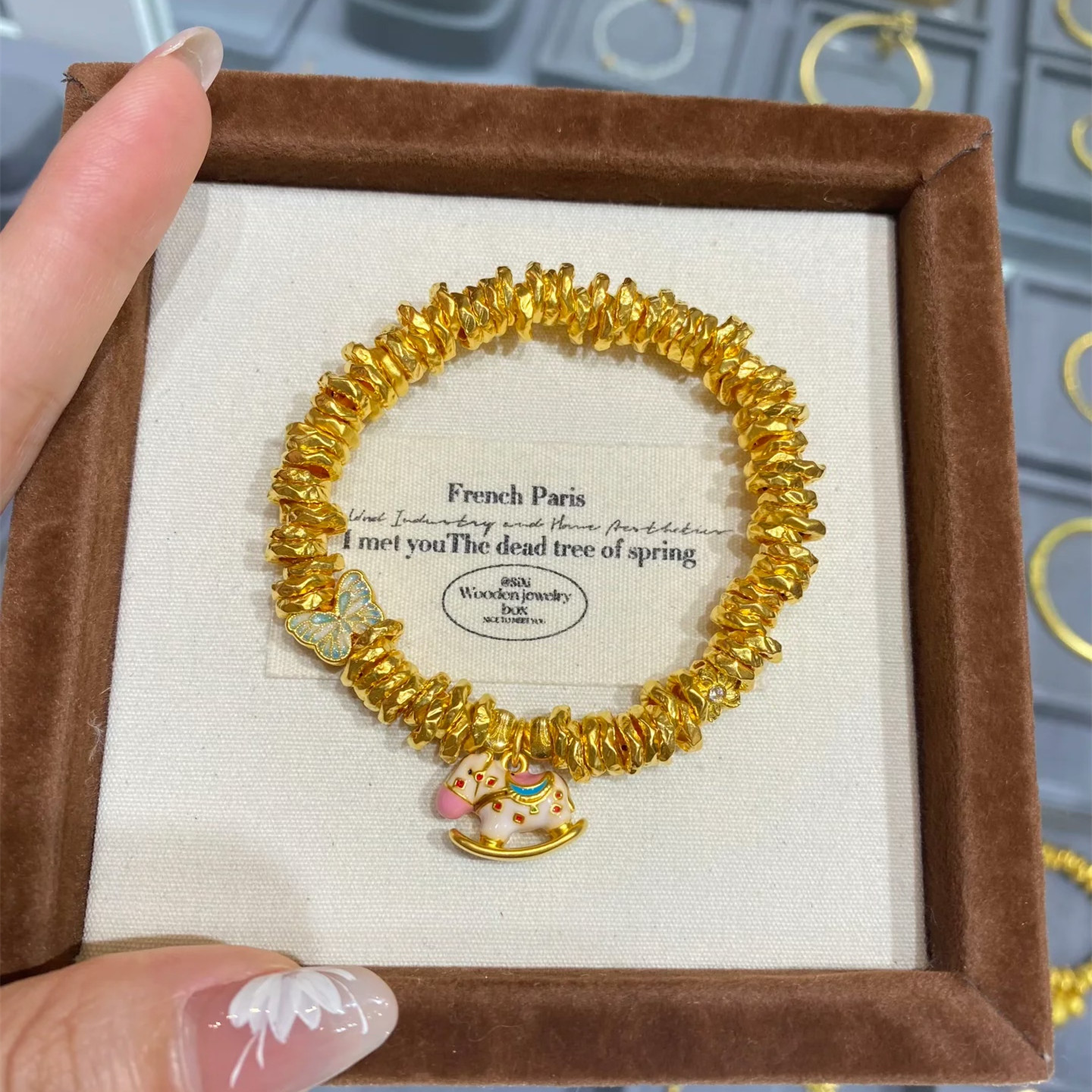 金店同款沙金仿真金木马盘缠手链女款轻奢高级感手串送女友礼物