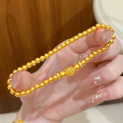 金店同款沙金仿真金满圈金珠绣球手链女款高级感手串送女友礼物