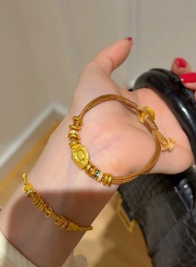 金店同款沙金仿真金富甲一方乌龟壳编织手链女款高级感手串手绳