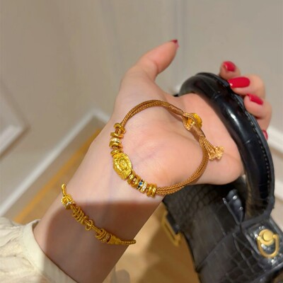 金店同款沙金仿真金富甲一方乌龟壳编织手链女款高级感手串手绳