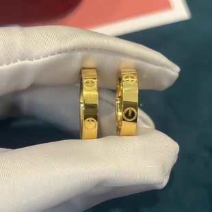 金店同款沙金仿真金路路通戒指女款小众设计百搭食指环情侣对戒